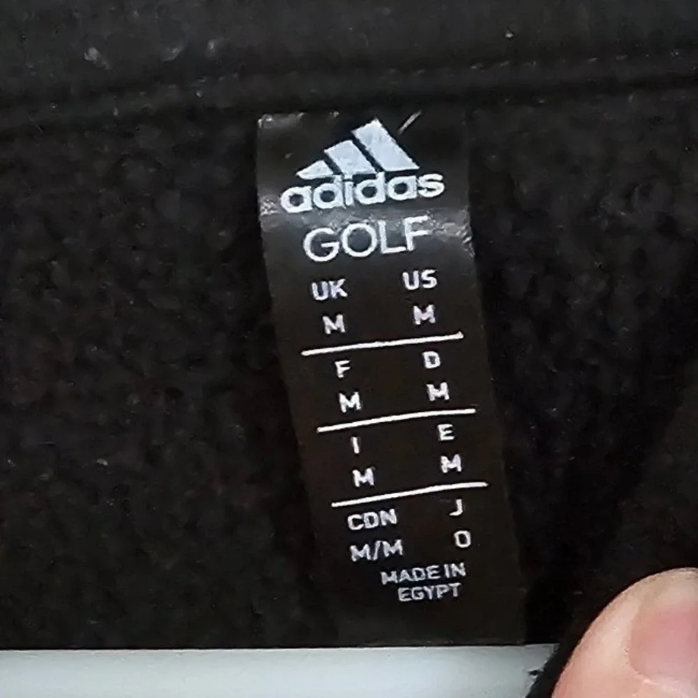 Adidas Golf Mens Black Fleece Hoodie Sweatshirt White Logo Size Medium